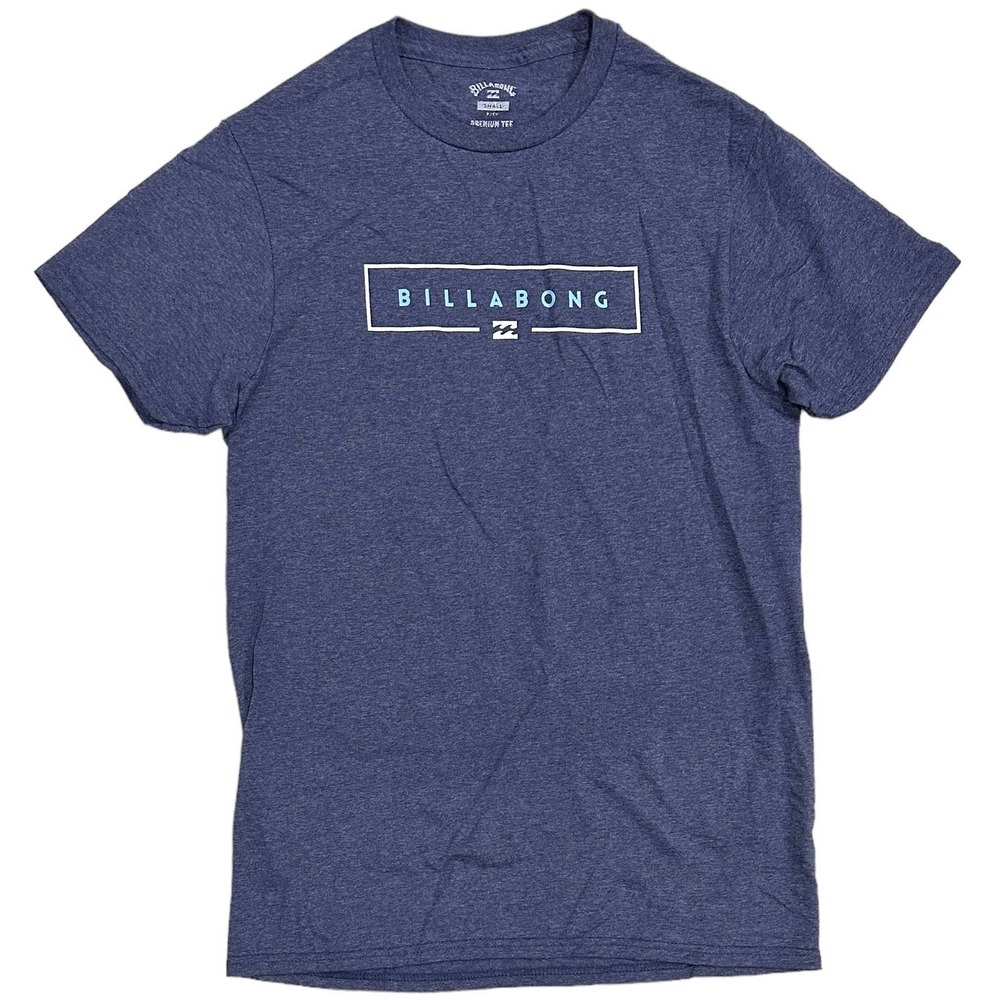 Billabong Men's Box Logo Premium Tee T-Shirt in Blue Heather